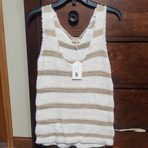 Hem & Thread Cream and Tan Striped Tank Top